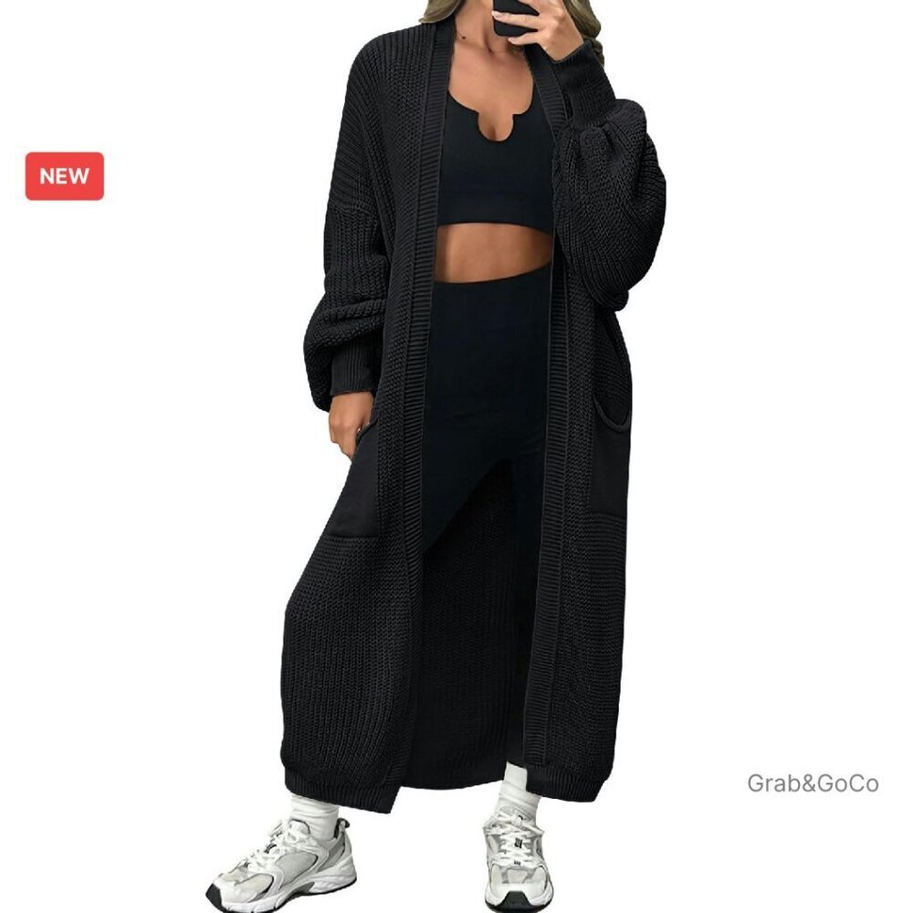 Oversized Long Cardigan Duster Sweater Coatigan Open Front Chic Minimal